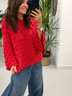 Soft Touch Tear Drop Knit - Red (Size 8 - 16)