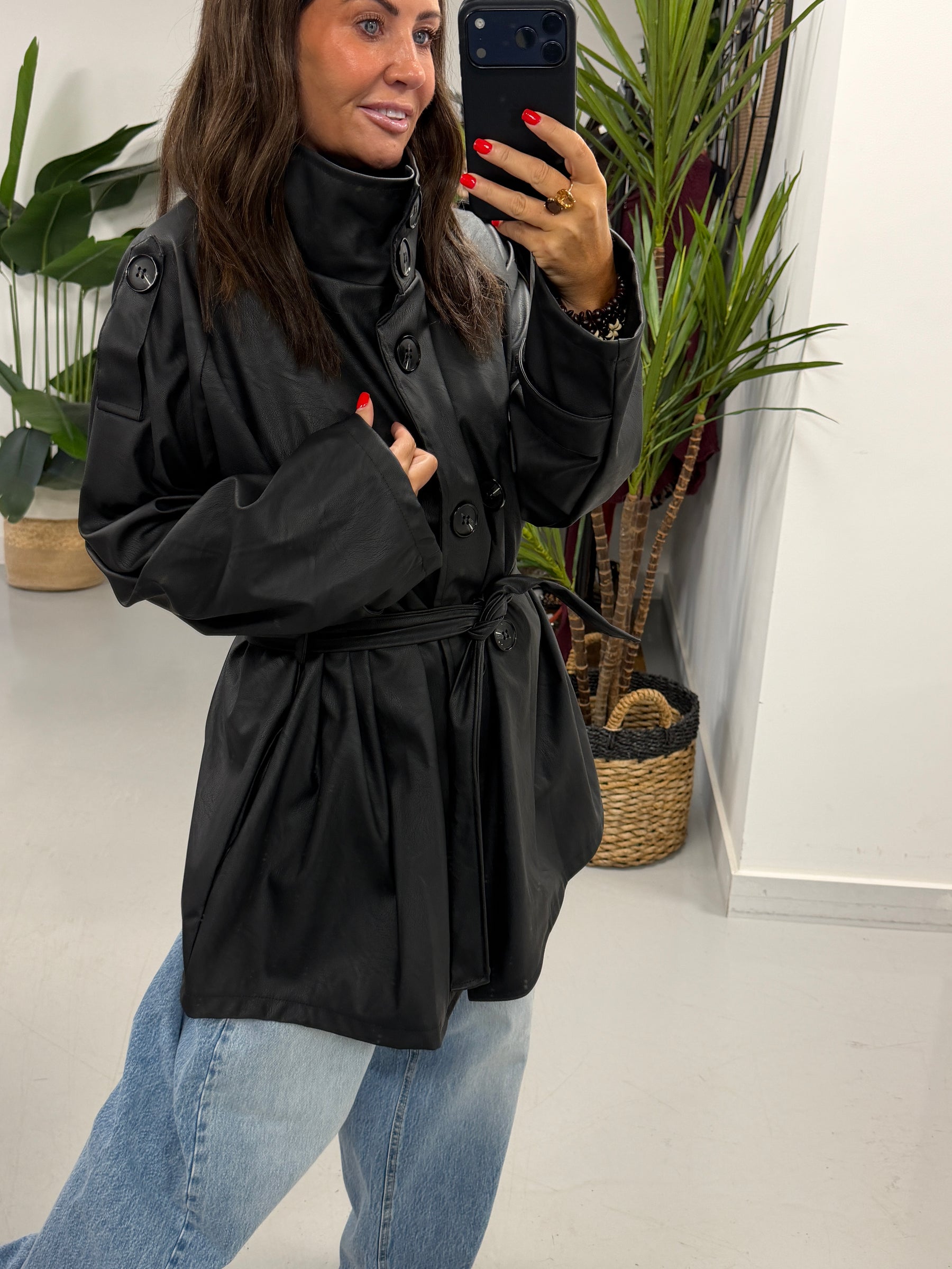 PRE ORDER Faux & Fierce PU Trench Jacket - Black
