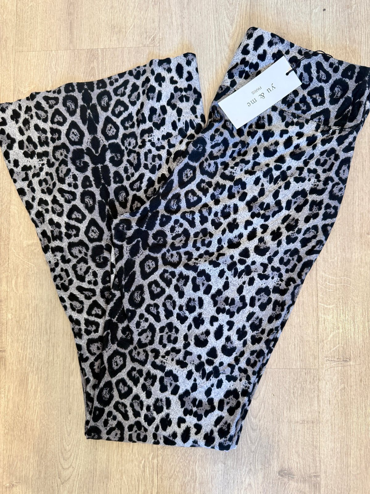Stretch Flare Leggings (sized) - Grey Animal