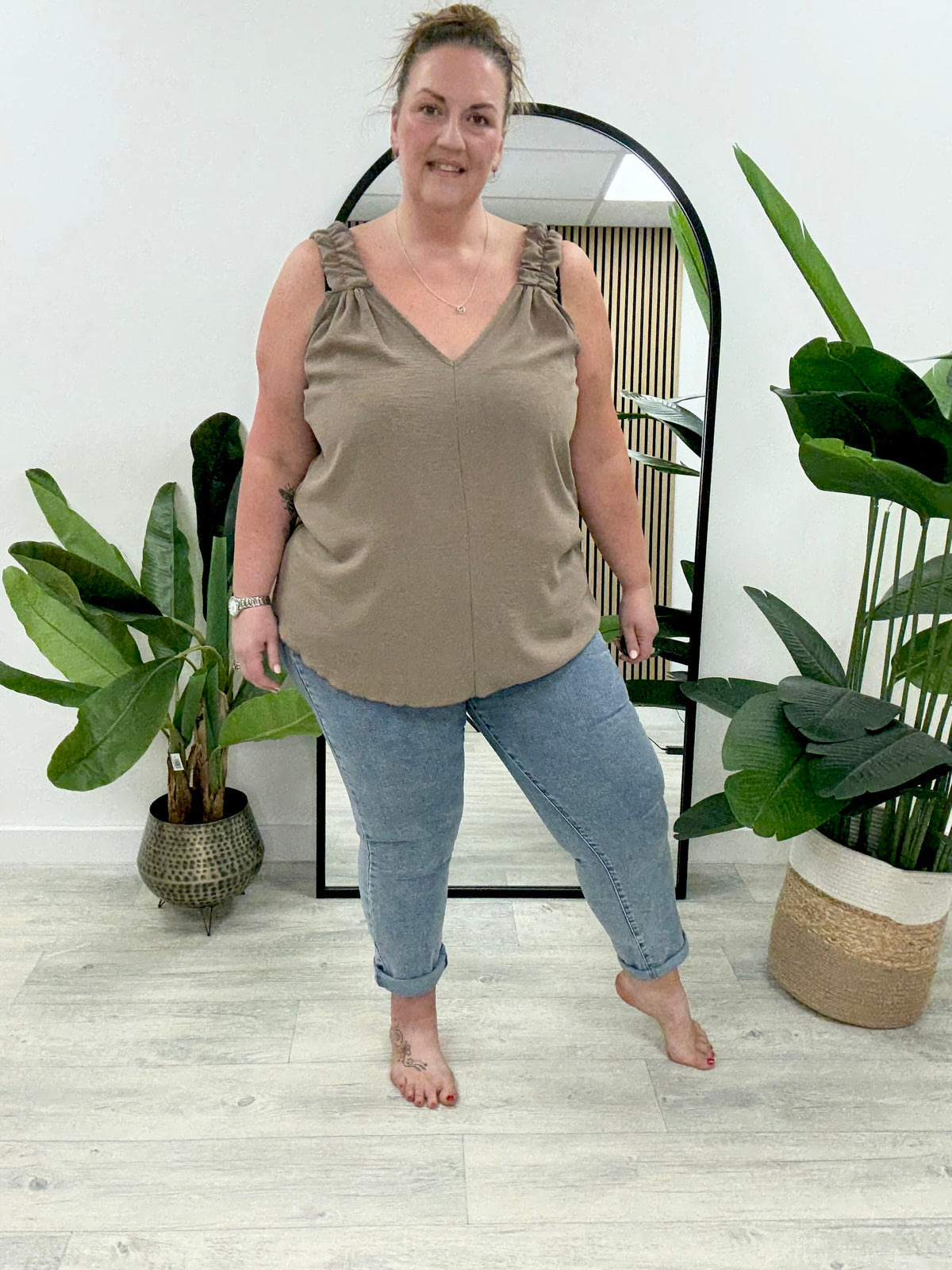 Ruched Vest - Mocha