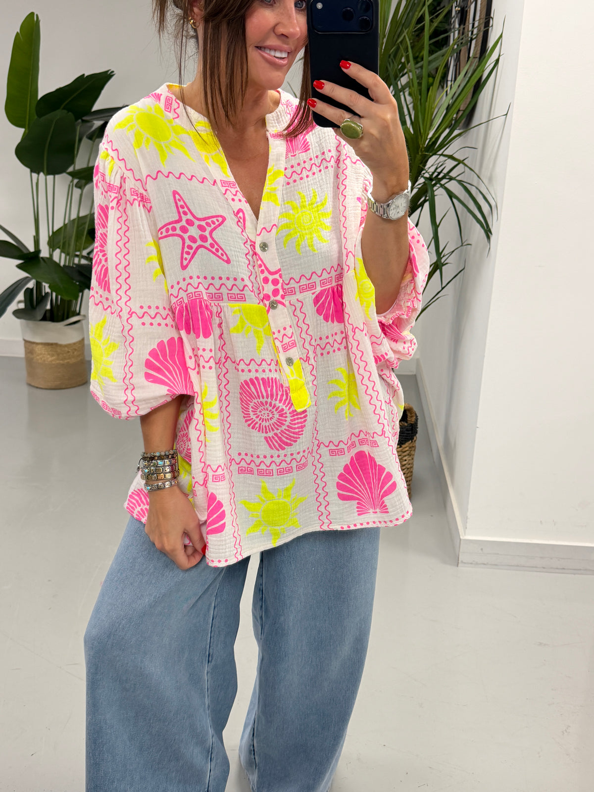 The Seaside Valencia Tunic - Pink/Yellow