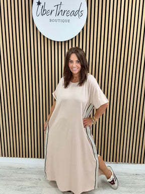 The Autumn Stripe Dress - Cream