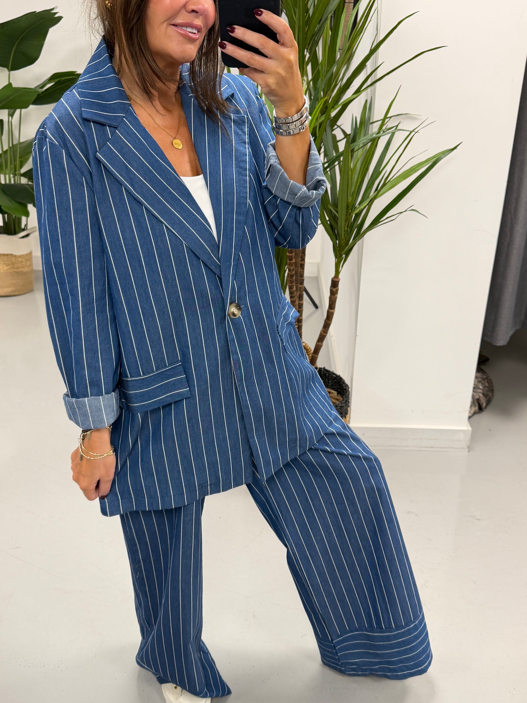 Deniably Denim Stripe Blazer  - Dark Stripe