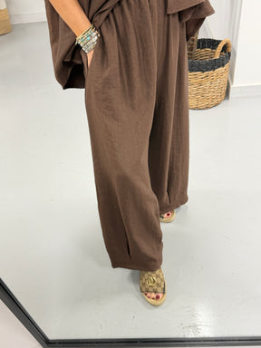 I.D Arizona Wide Leg Trouser - Chocolate