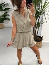 The Crinkle Frill Playsuit - Pebble