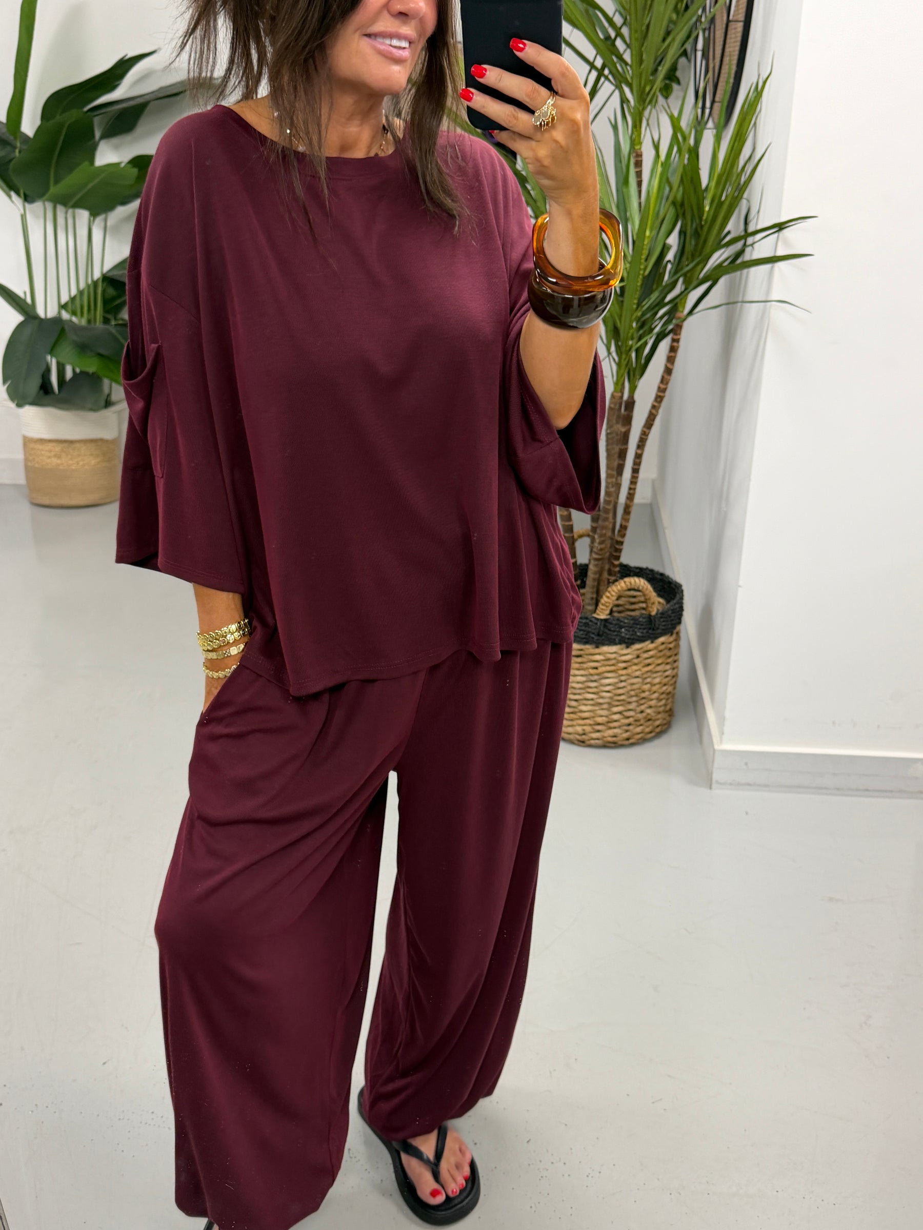 The UTB Weekend Slouch Co-Ord - Wine (Size 2)