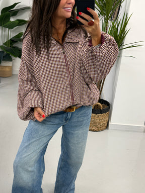 The Plaid Slouchy Bomber - Wine
