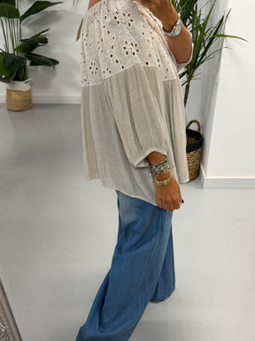 The Relaxed Boho Smock Top - Mushroom