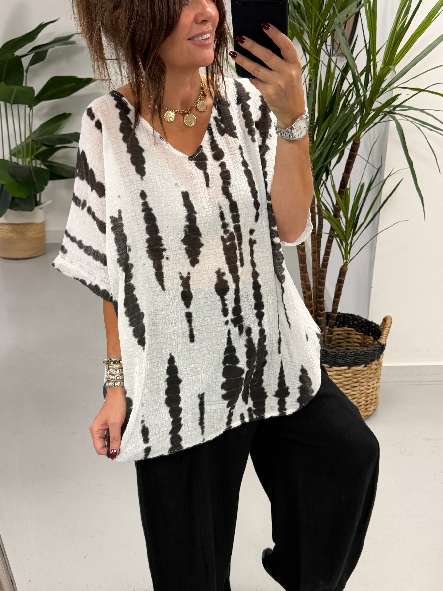 Indiana Tie Dye Tee - Black/White