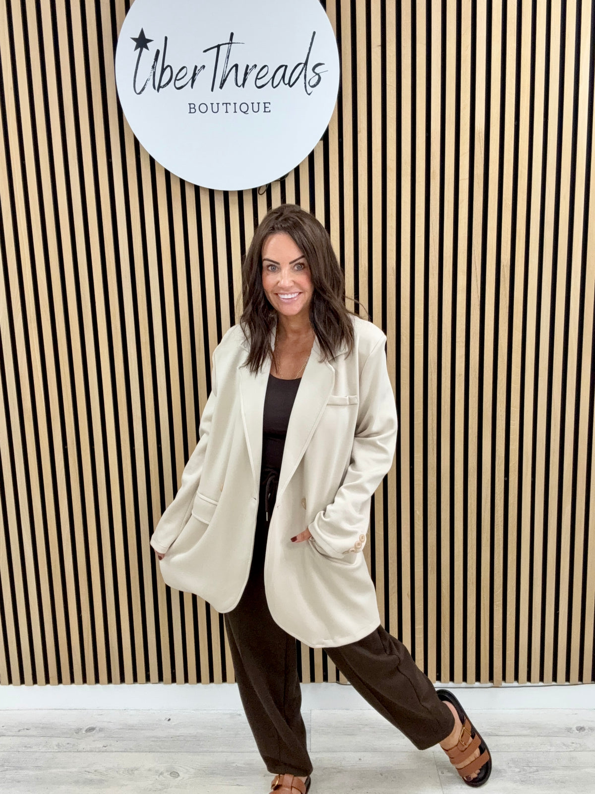 Molly Scuba Blazer  - Cream