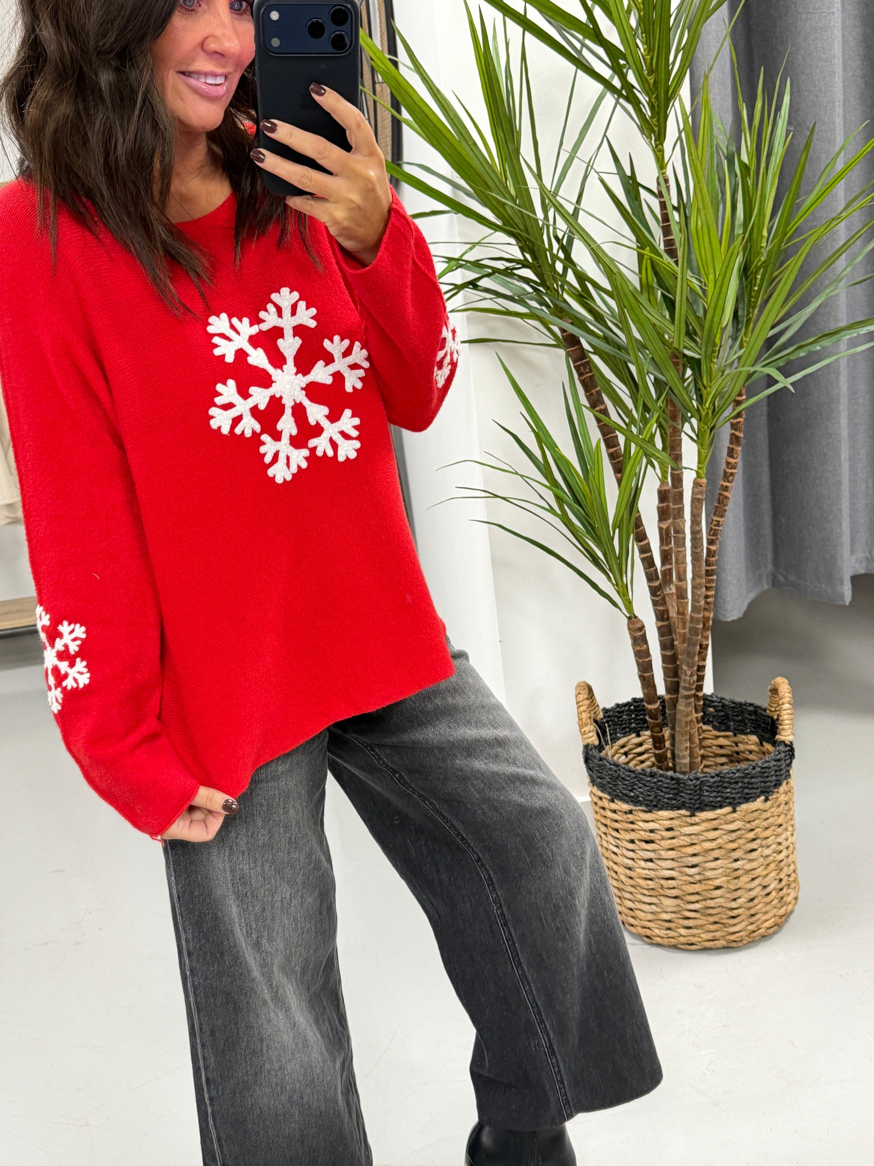 Snow Flake Soft Knit - Red