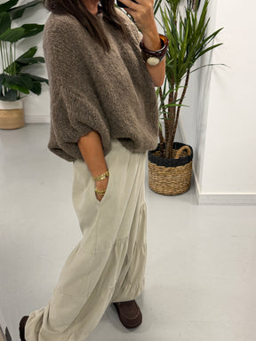 The Rustic Crop Sleeve Knit - Mocha