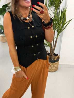 Military Waistcoat 3 - Black