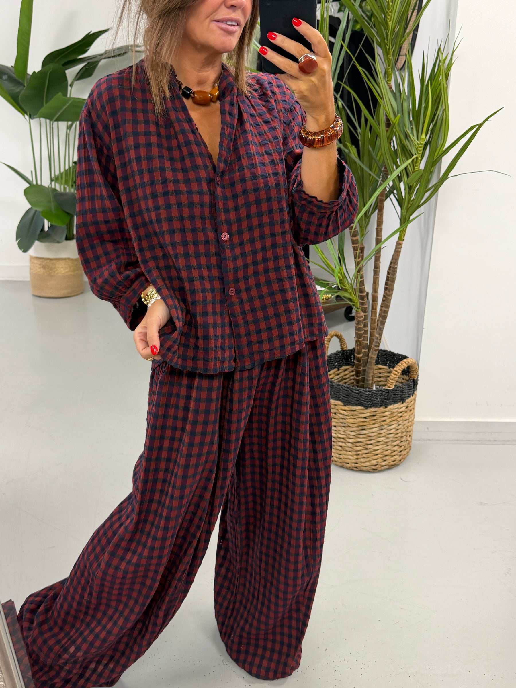 The Autumn Check Shirt - Wine/Navy