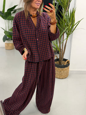 The Autumn Check Shirt - Wine/Navy
