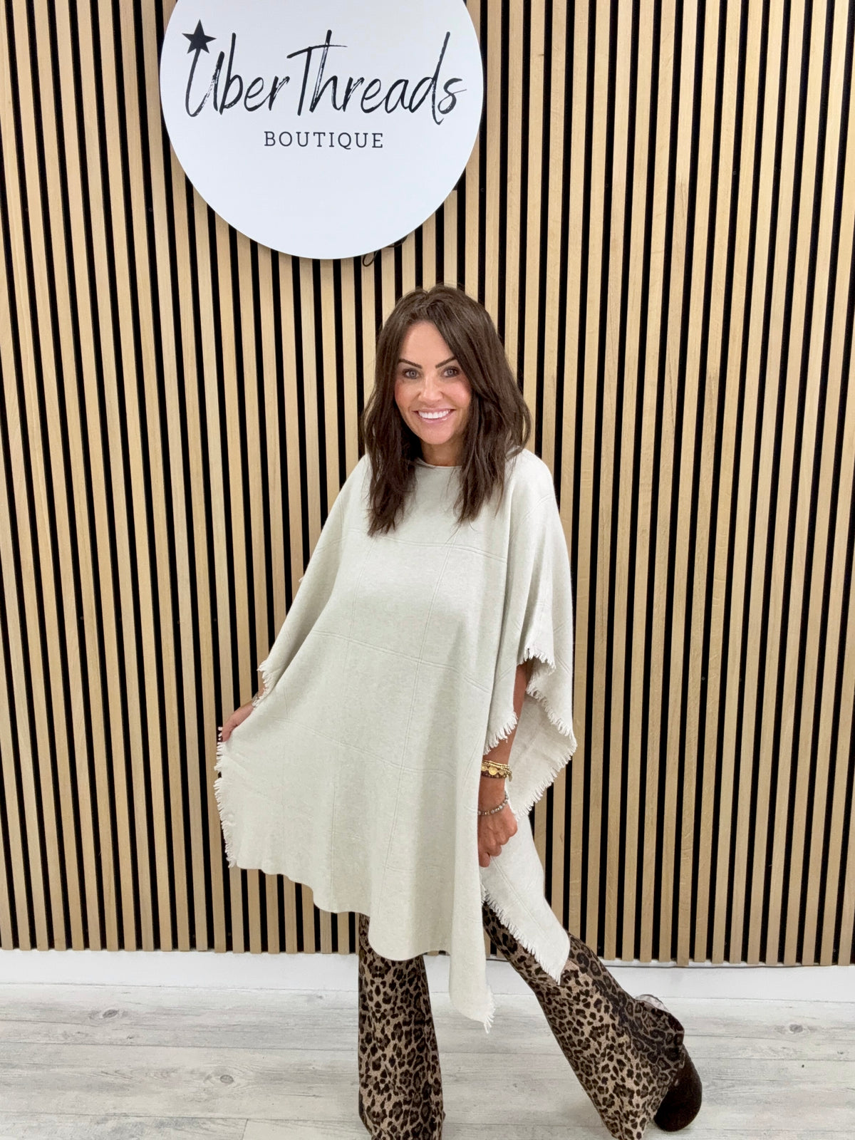 The Frayed Button Poncho - Cream