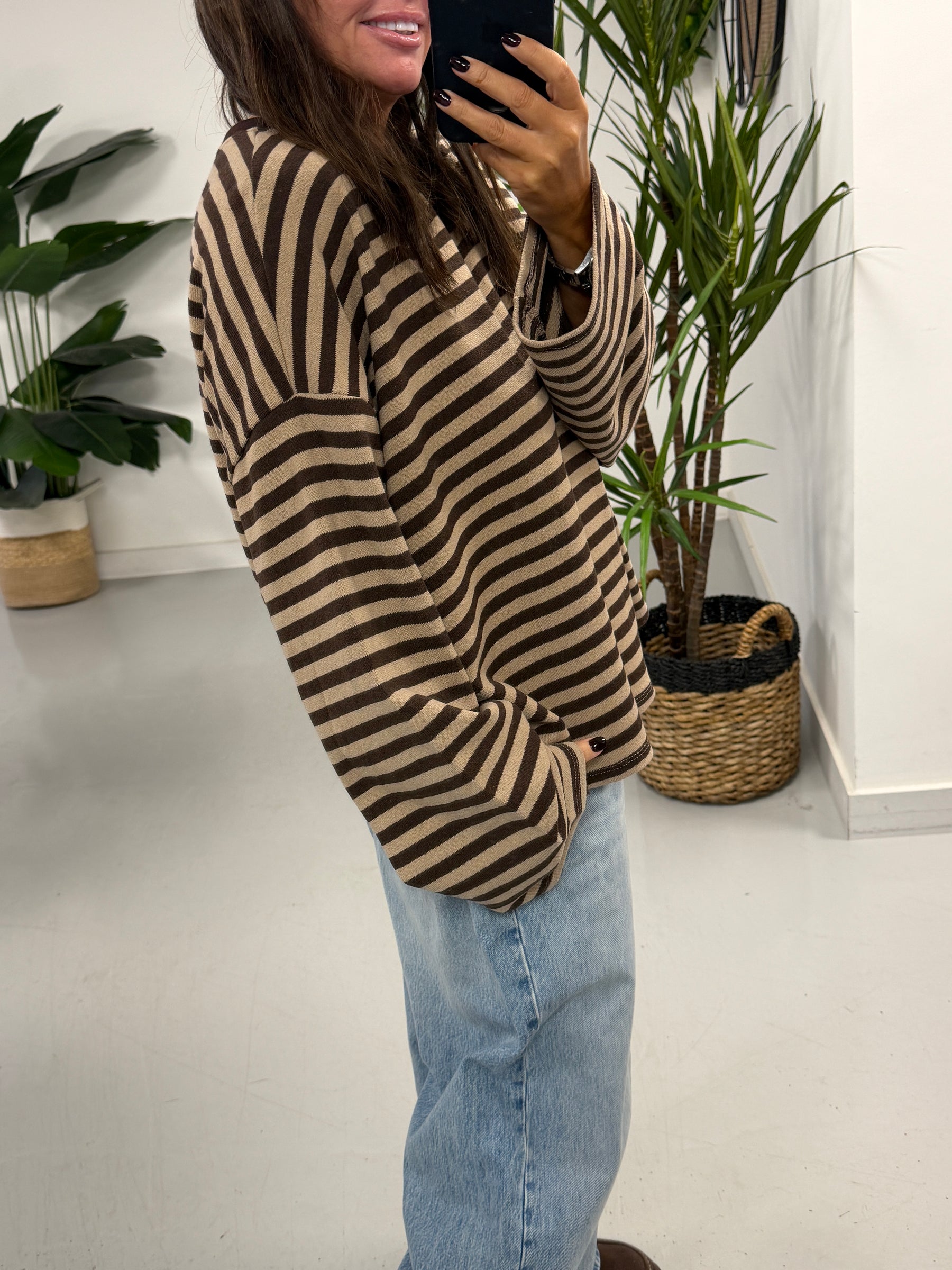 The Weekend Chill Stripe - Camel/Chocolate (Special Buy No Return) Size 10 - 16