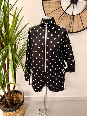 The Polka Stripe Short Set - Black/White