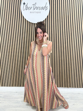 The Luxe Sleeveless Ziggy Maxi - Brown/Gold