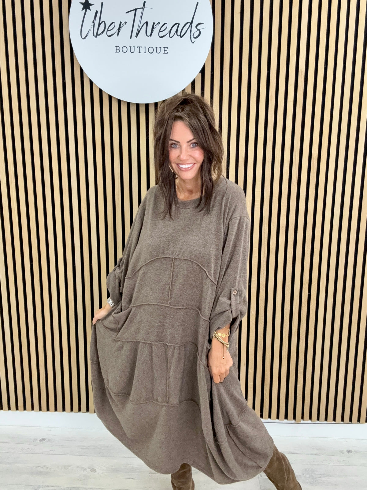 The Slouch Pocket Dress - Light Chocolate