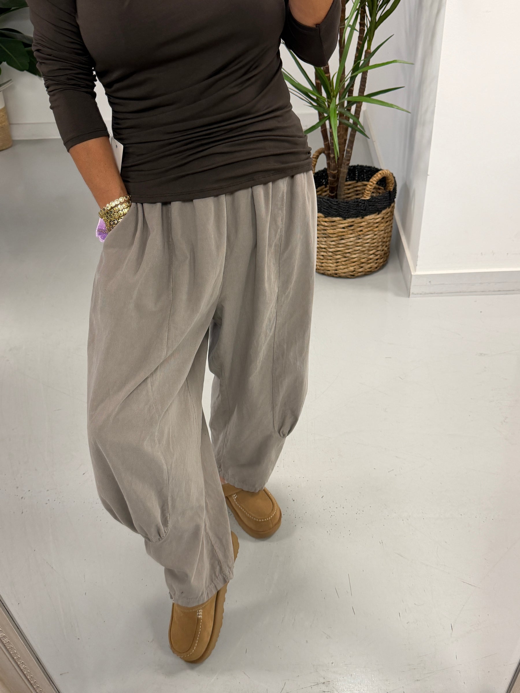 The Orleans Needlecord Joggers -  Taupe (Size 10-18)
