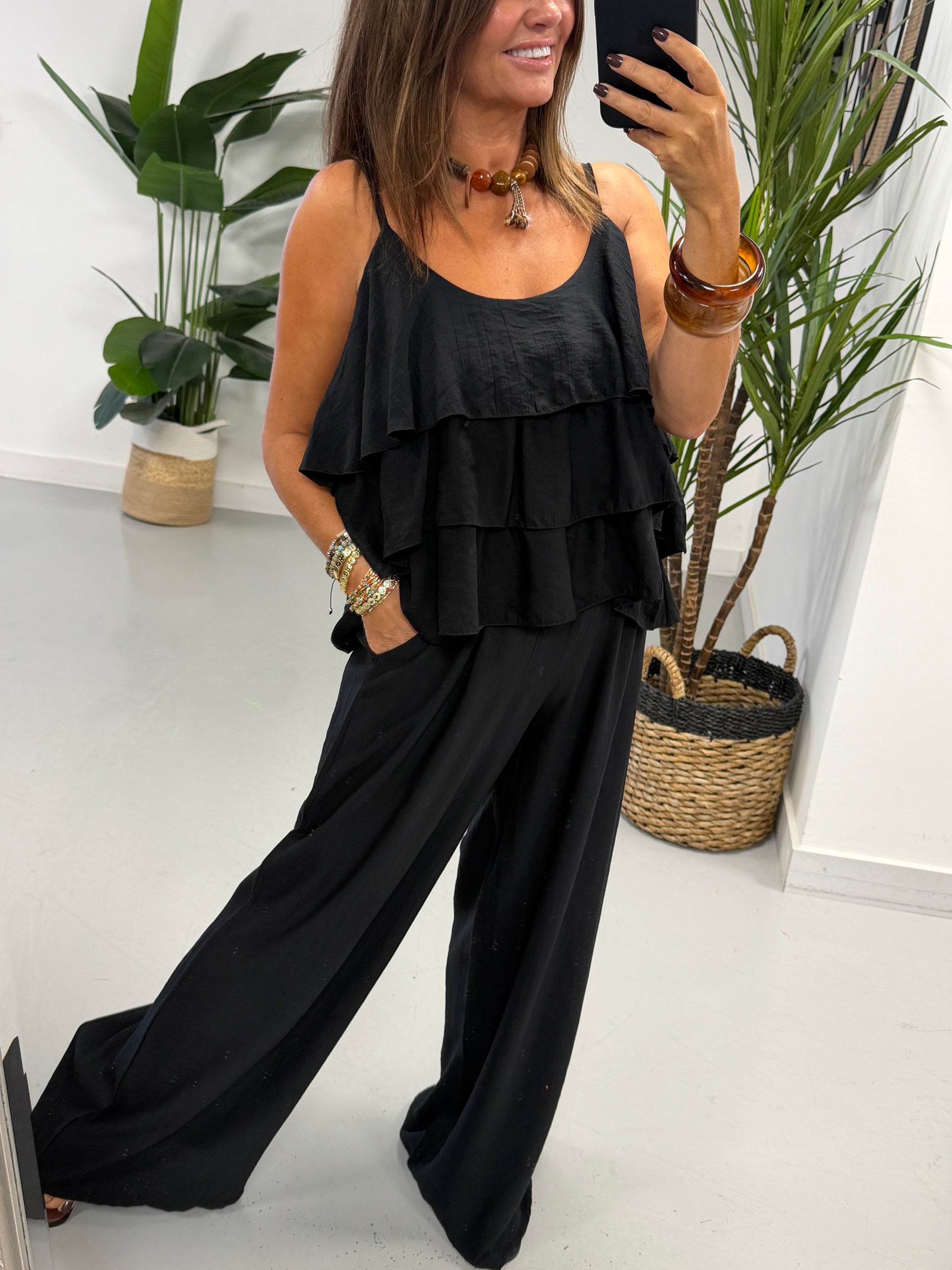Crinkle Rara Co Ord - Black