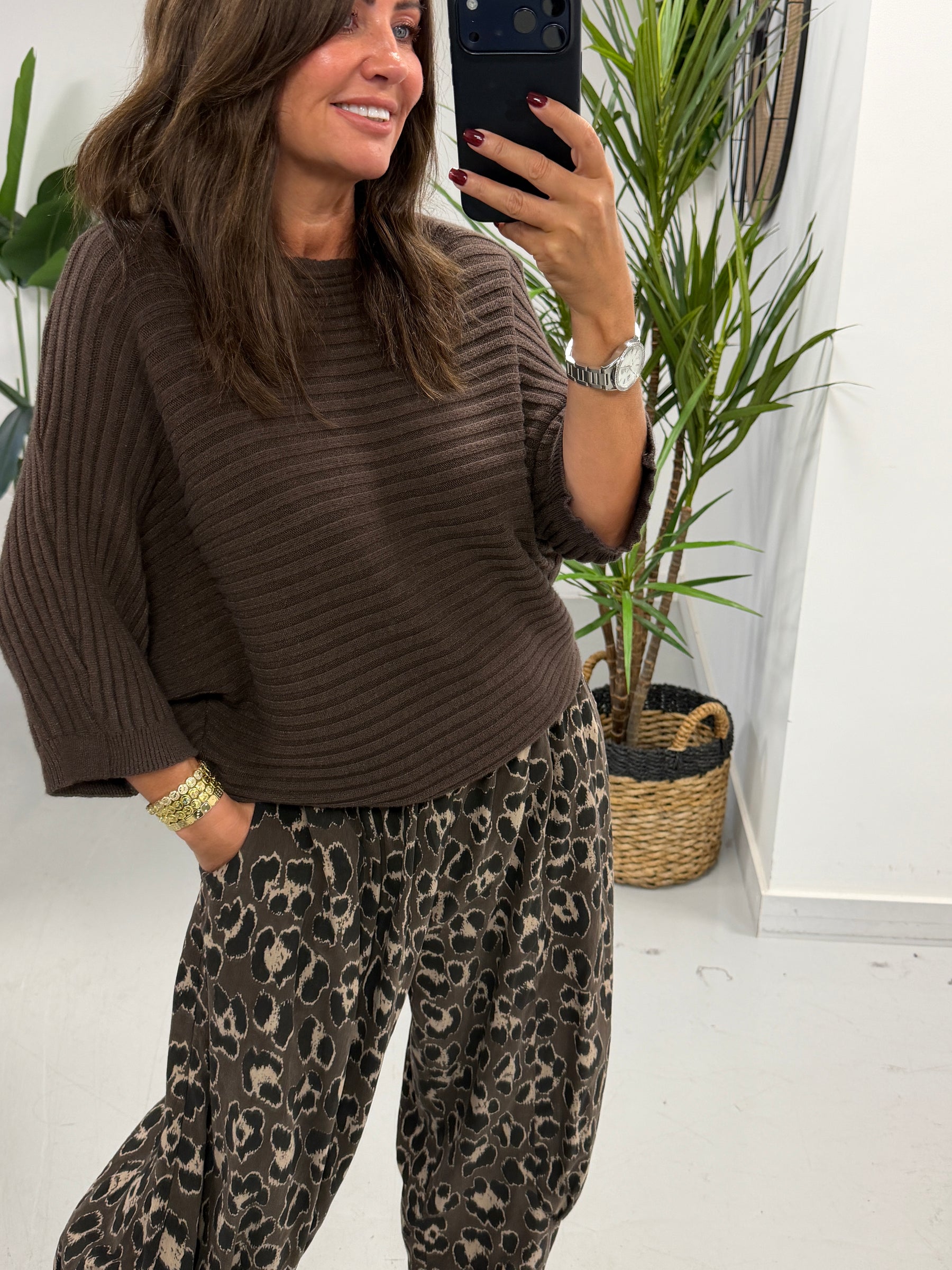 The Bromley Ribbed Knit- Chocolate  (Size 10 - 14)