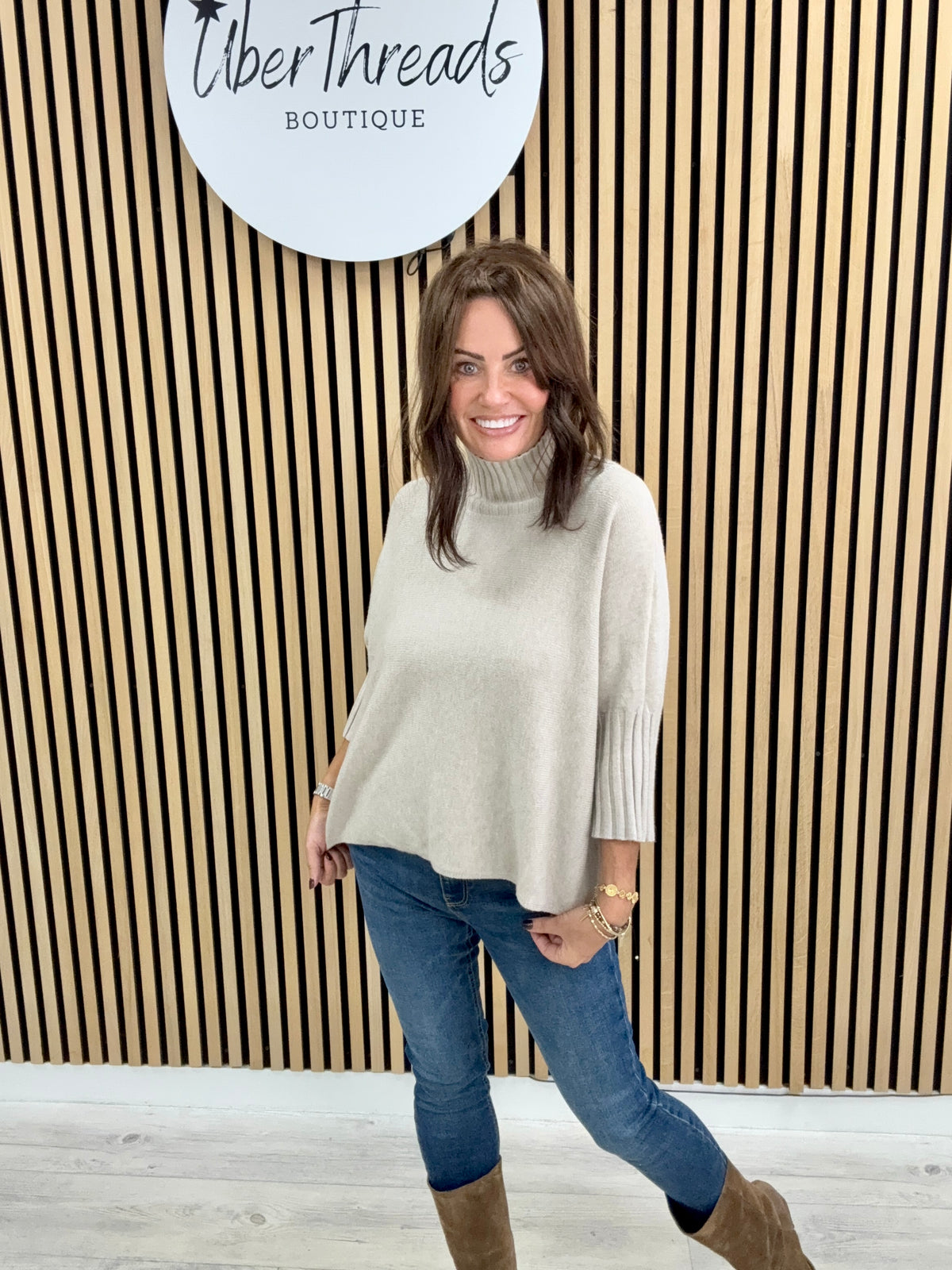 Crop Sleeve Knit - Oatmeal