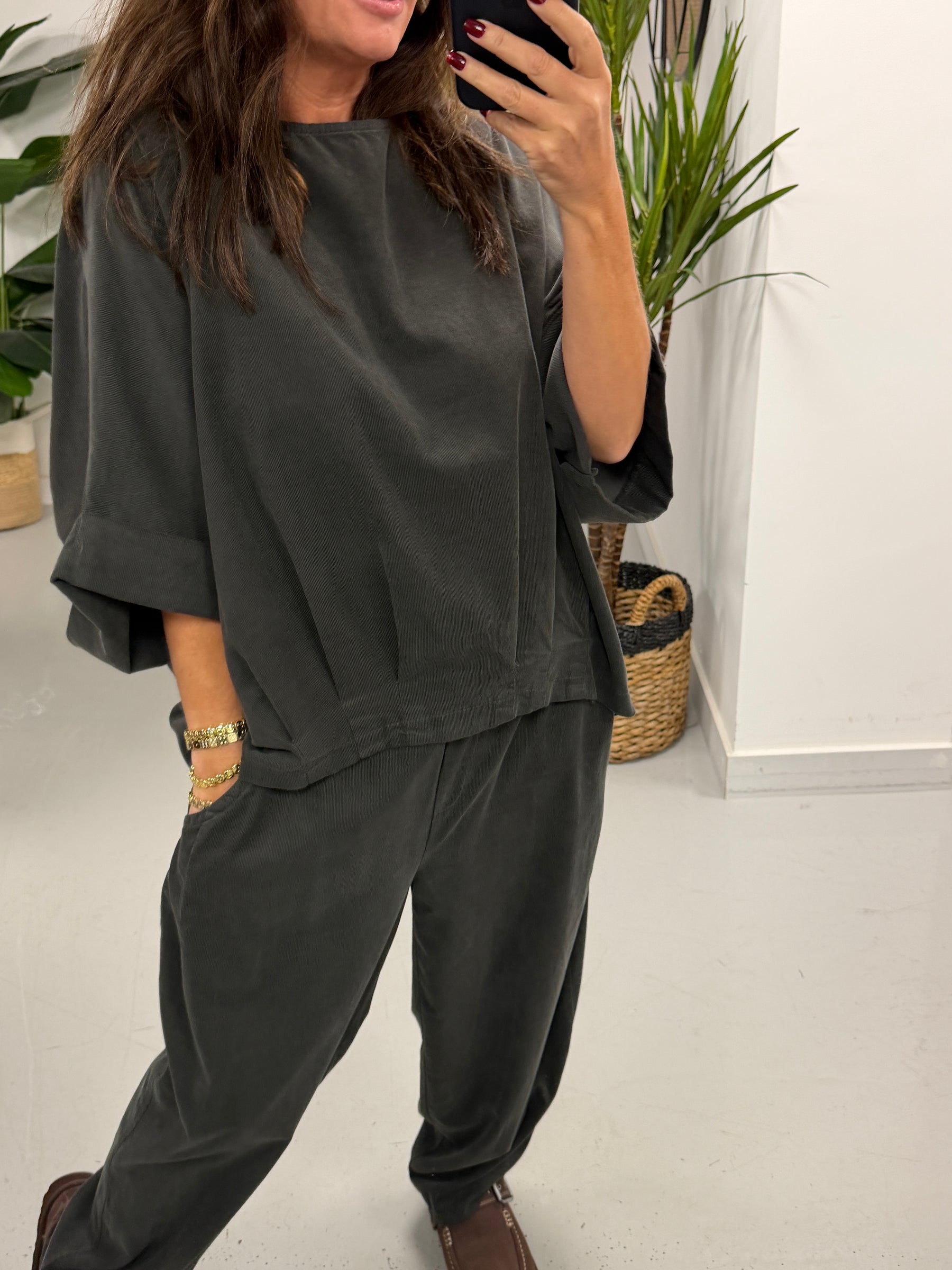 The Barrel Needlecord Joggers - Charcoal (Size 8-12)