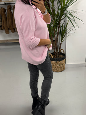 Crop Sleeve Knit - Baby Pink