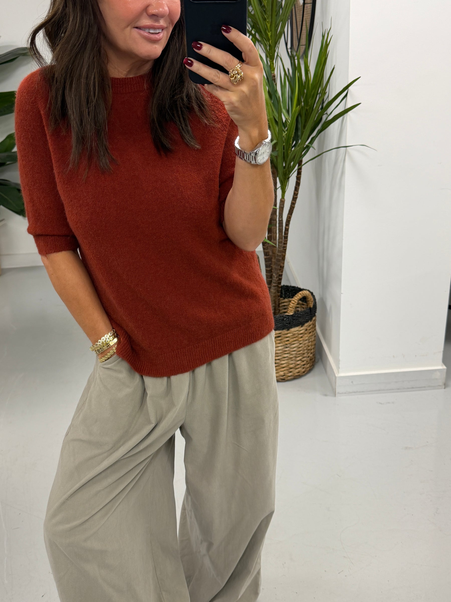 The Drift Crop Sleeve Knit - Wine (Size 10-14)