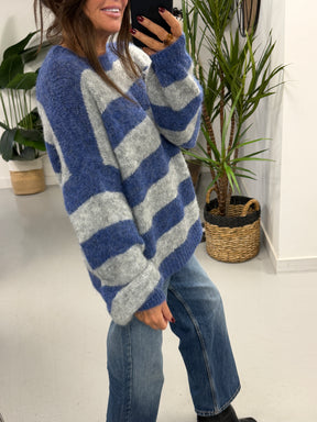 The Buxton Stripy Knit - Blue/Grey (Size 8-16)