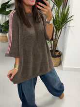 Stripe Long Line Knit  - Mocha/Pink