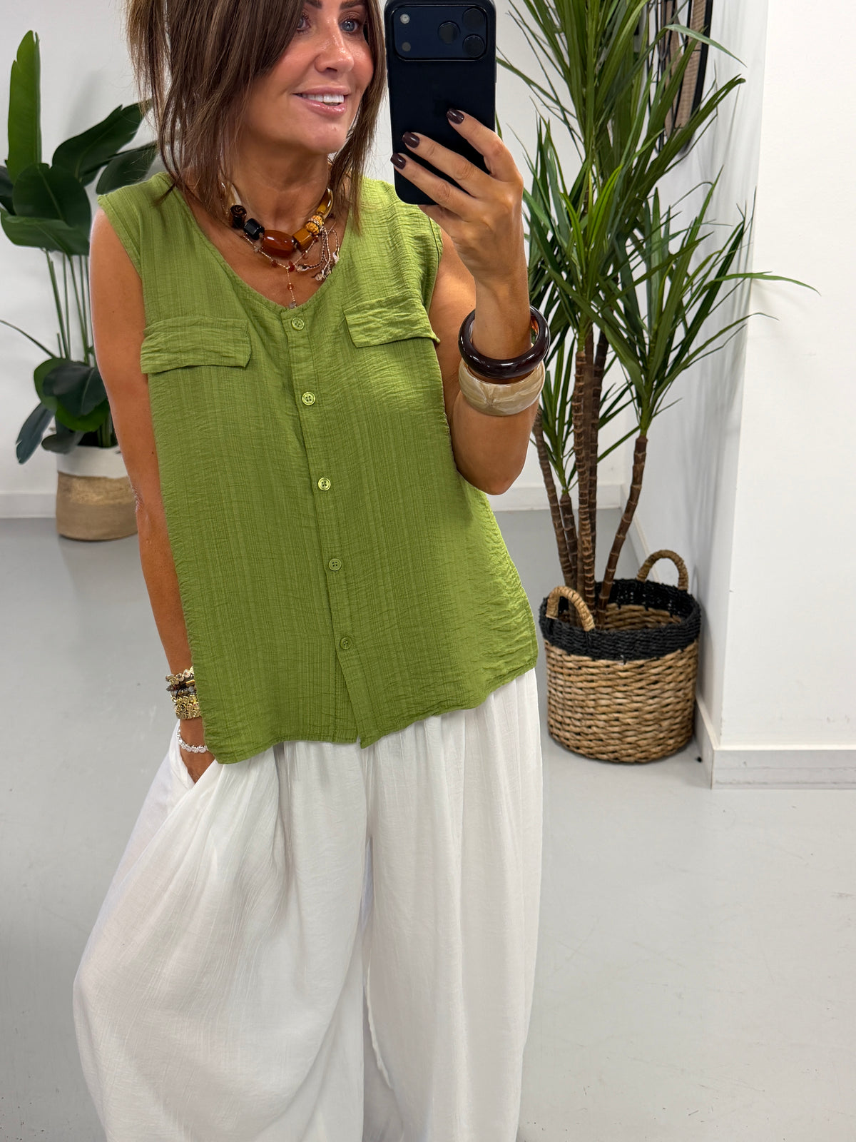 Crinkle Utility Top - Pistachio
