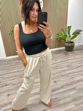 Wide Leg Seam Jogger (STD) - Stone
