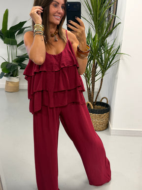 Crinkle Rara Co Ord - Wine