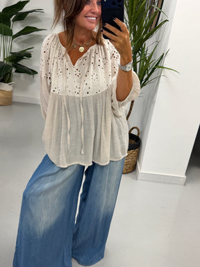 The Relaxed Boho Smock Top - Mushroom
