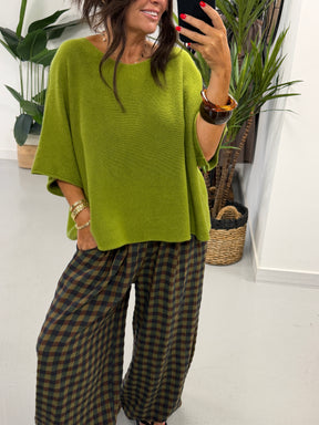 Gracie Crop Sleeve Knit - Olive