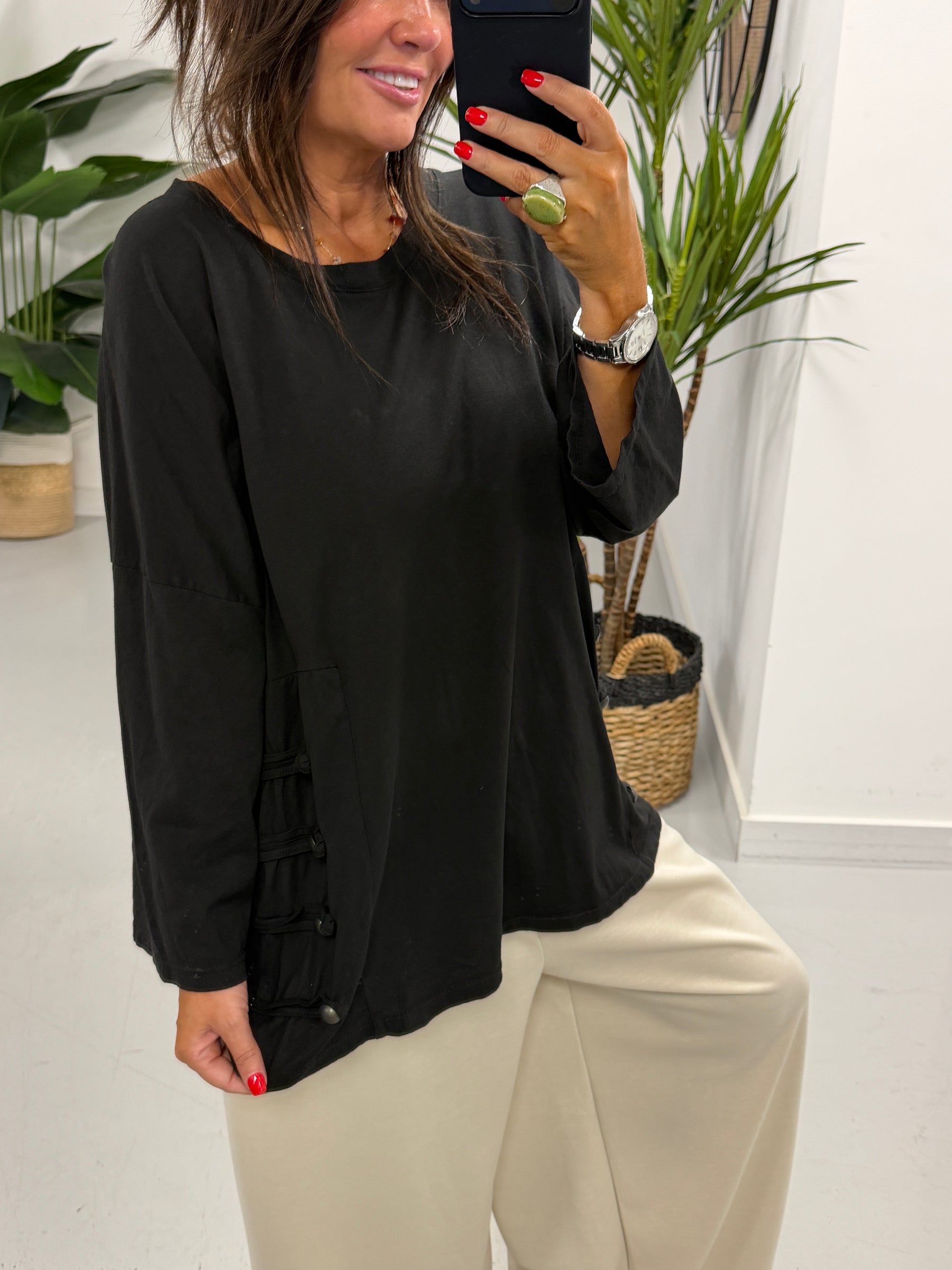 Military Slouch Top - Black