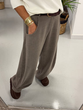 The Cambridge Cord Barrel Trousers - Taupe (Size 10-14)
