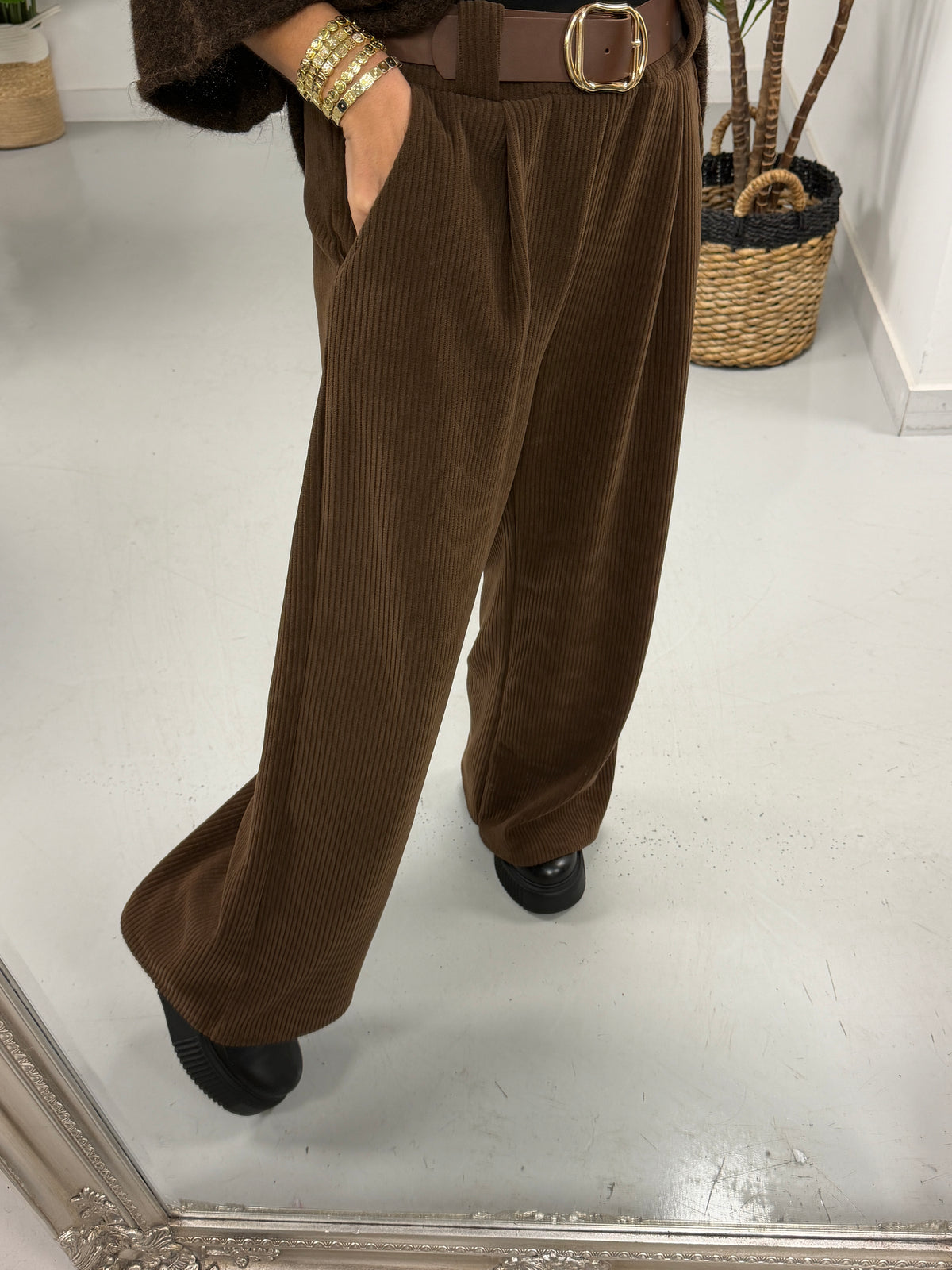 The Cambridge Cord Straight Leg Trousers - Chocolate  (Size 10-14)