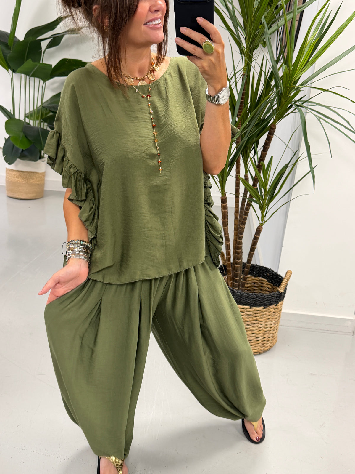 The Shirred Balloon Trouser - Khaki
