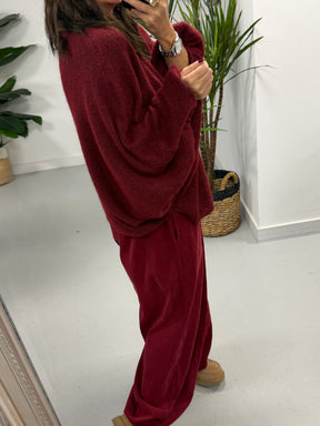 Zeta Otto Chunky Sleeve Knit - Wine (Size 10-18)