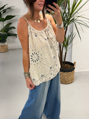 Valencia Bandana Slouch Vest - Cream