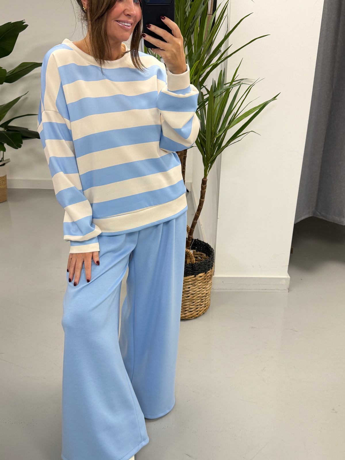 The Stripy Two Piece - Baby Blue / Cream