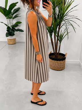Sugar Rush Ruched Neck Dress - Mocha