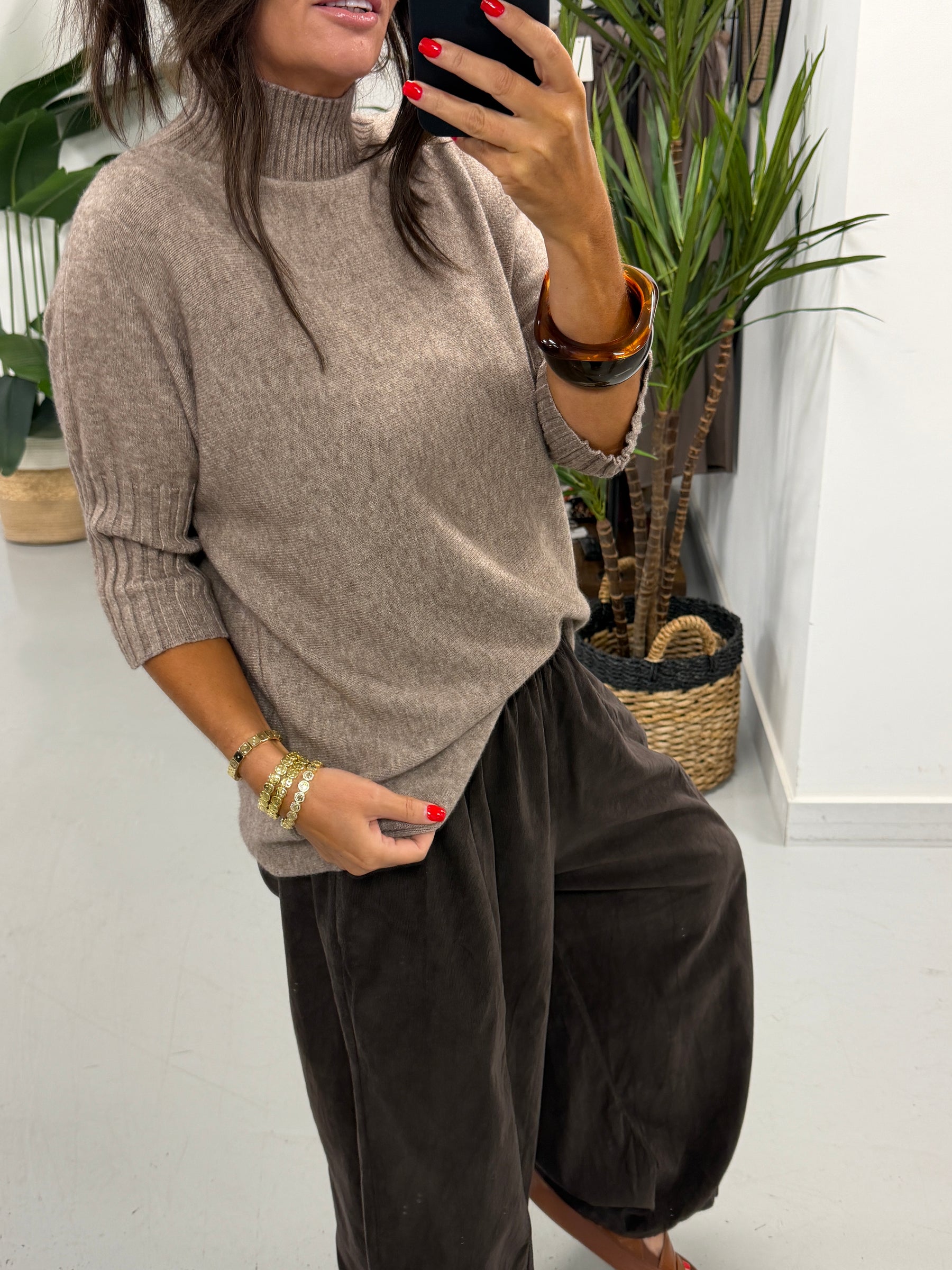 Crop Sleeve Knit - Oatmeal