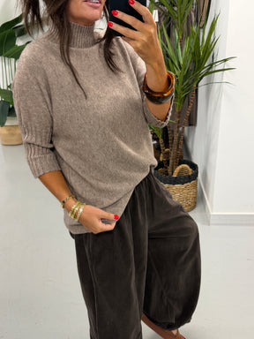 Crop Sleeve Knit - Oatmeal