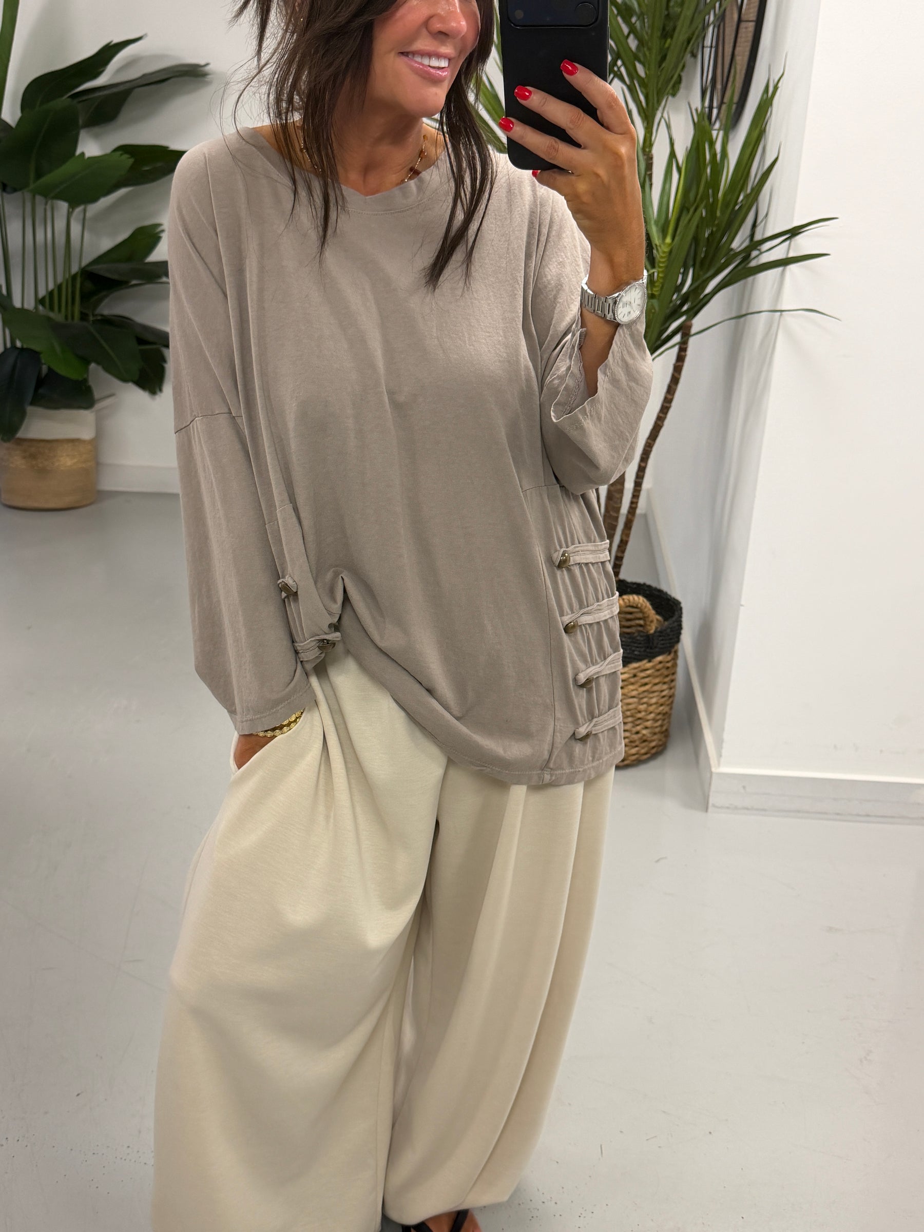 Military Slouch Top - Taupe