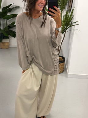 Military Slouch Top - Taupe